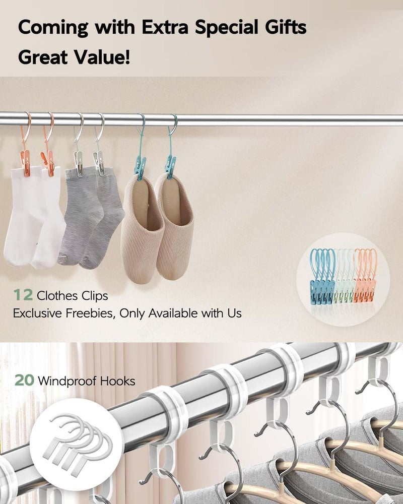Vikaqi Clothes Drying Rack 95 Inches Folding Outdoor Indoor, Drying Rack Clothing Collapsible, Foldable Laundry Drying Rack, Heavy Duty Stainless Steel Clothesline, 20 Hooks 12 Clips - Image 4